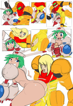 channeldulce: Dulce Patreon Dailies At first meet, Marina saw Metroid and thought to be another robotic  drone. Giving her a proper “shake shake shake!”, Metroid’s helmet falls  off to reveal she is human! Futa Samus!Marina finally gets to use her