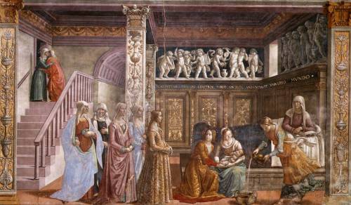 Domenico Ghirlandaio Day:Birth of St. Mary, Domenico Ghirlandaio, ca. 1486-1490