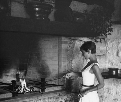 missingaudrey:  Audrey Hepburn at her home in Villa Bethiana, Bürgenstock, Switzerland, in 1955.