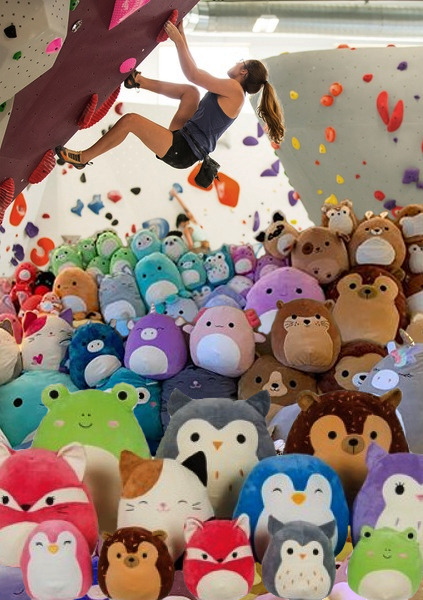 forest–frog:ofbeautsandbeasts:  New Concept: Indoor rock climbing but instead of harnesses, you fall onto a huge pile of Squishmallows. And if you squirm too much trying to get out, you fall into the cracks…never to be seen again…   Date ideas 