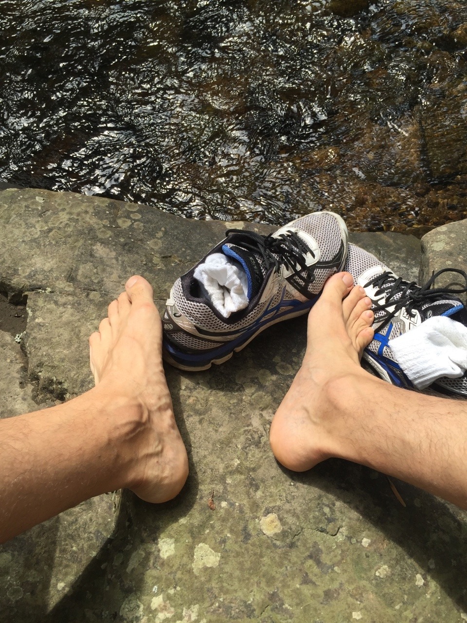 nyc-cashslave:  size15cashmaster:  Weekend camping trip. A cold brook, sweaty feet…