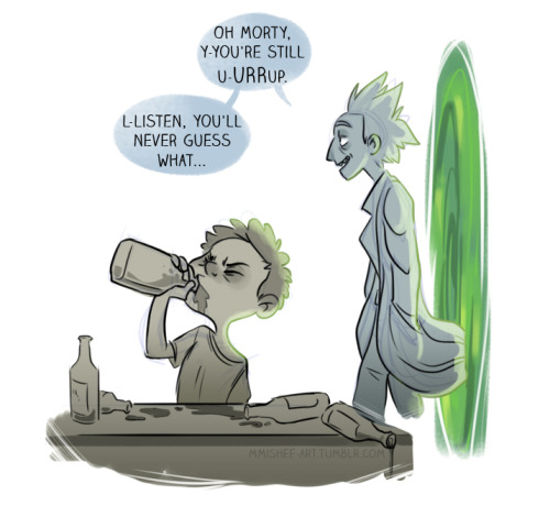 mmishee-art:  I continued with the ‘Morty is going to turn into Rick’ theme.  Cause I love hurting myself and I’m taking you all with me.  ･✿ヾ╲(｡◕‿◕｡)╱✿･ﾟ 