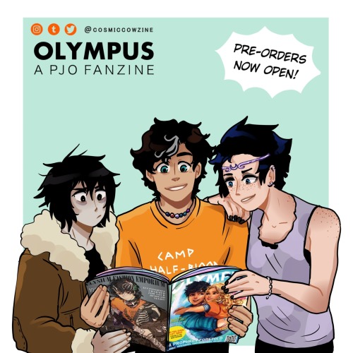 Hey!!!  I had the chance to be part of this PJO zine: OLYMPUS. It’s a fanzine created to feel like a