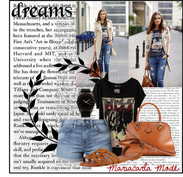 Dreams by mariacarla-mode featuring a tods handbag ❤ liked on Polyvore
Black tee / Levi’s denim short shorts, $70 / Matisse open toe sandals / Tod s tods handbag / Lexon watch