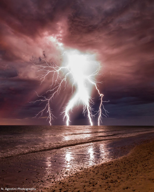 patrickdiomedes: end0skeletal-undead: Lightning at Sellicks Beach by N.Agostini Photography So that&