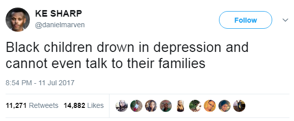 lagonegirl:  Honestly.. I hate how black grown folks view depression. We gotta change
