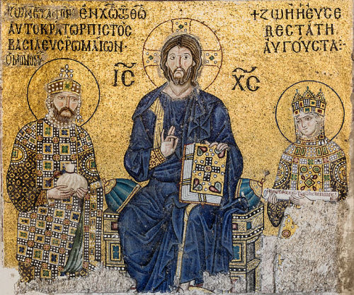brassmanticore:The 11th-century Empress Zoe mosaics in the Hagia Sophia, Istanbul.Christ Pantocrator
