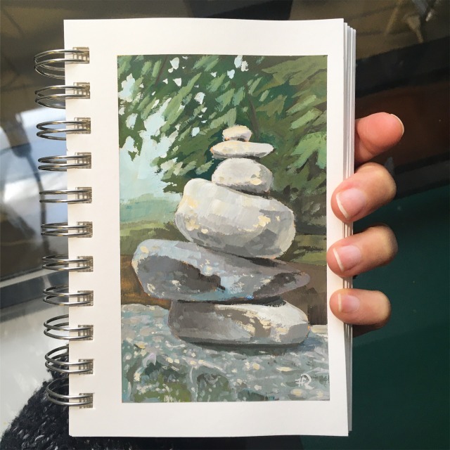 painting of a stack of rocks