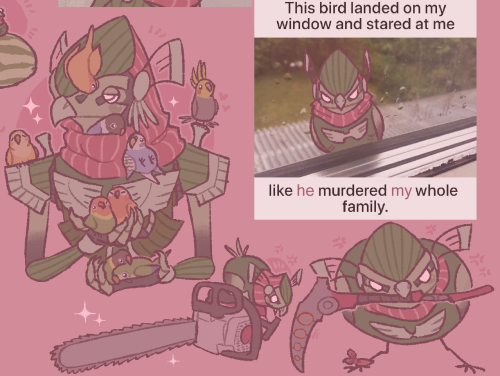 bird robo-man(drawing at the top left is @/cryophase’s pfp on twitter)