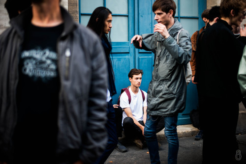 Lukasz Paginowski and all the TIAD models before attending Saint Laurent SS15. Credits : lechiffrehu