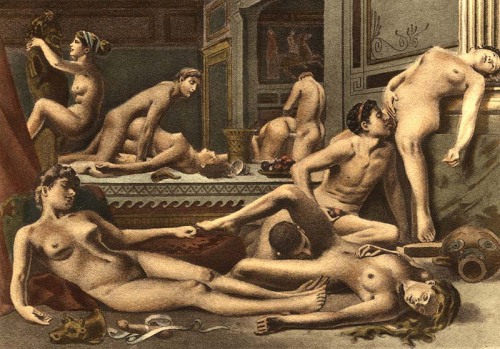 howsaucy:Édouard-Henri Avril, group sex, illustration to De Figuris Veneris by Friedrich Karl Forberg.1906, drawing.