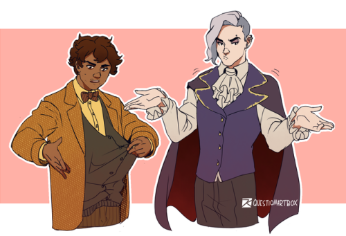 questionartbox:  Wearing dad’s styleThe Cask of Amontillado kids are great too. What little brats, I love them.Art blog: questionartbox[Commissions] [Ko-Fi]  