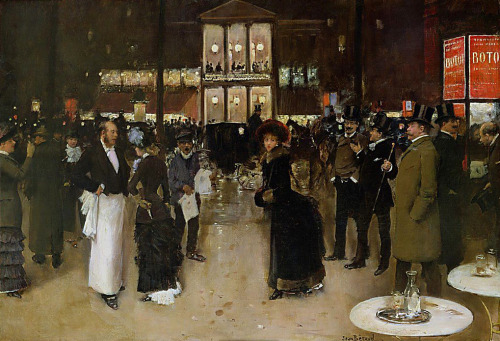 The Boulevard at Night, in front of the Theatre des Varietes  -  Jean Beraud 1883French  1849-1935