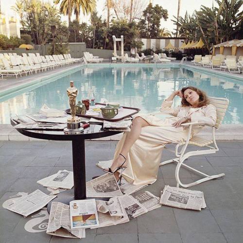 Faye Dunaway, the morning after her Oscar win for “Network", Beverly Hills Hotel, Los Angeles, 