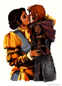 thereinafter-art: kisses: Leliana/Josephine