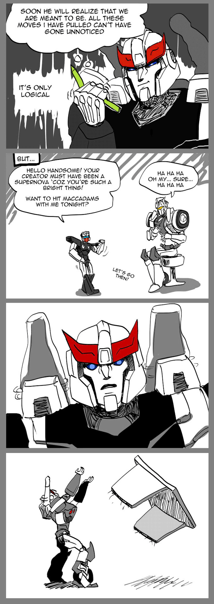 londonprophecy:  thepopetti:  &ldquo;Friendzoned&rdquo;  The fact Prowl was