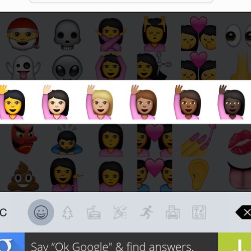 Shout out to Apple for finally having different race emojis. I mean we had to have two dragons and like 5 different birds but it’s better late than ever? Thanks for the goth looking one for me too 👍 #Apple #emojis #ethnic #multicultural
