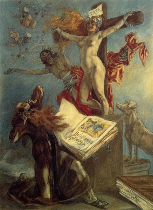 baafometz:Félicien Rops - Calvary (1882), Removal (1882), The Temptation of St. Anthony (1878), The 