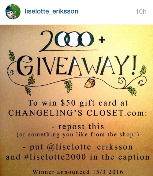 liselotte-e: Don’t miss my Instagram giveaway to win a $50 gift card from the Changeling&rsquo