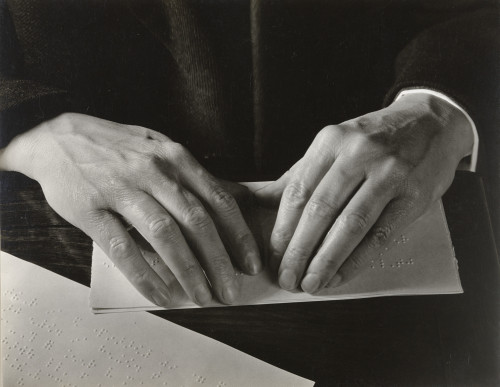 “HANDS READING BRAILLE”IMOGEN CUNNINGHAM // 1933[gelatin silver print | 7 ¼ × 9 3/4″]