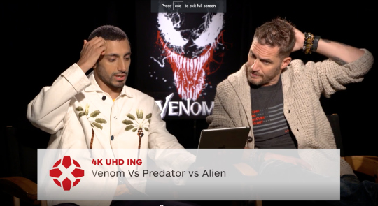 ro-zden:  broodingsoul:  edenwolfie:  hunger-of-a-dreamer:  Tom Hardy and Riz Ahmed are reading IGN comments and Riz read the comment that said “ Venom vs. Predator vs. Alien “ and Tom’s immediate reactions was to say “GANG BANG” and then