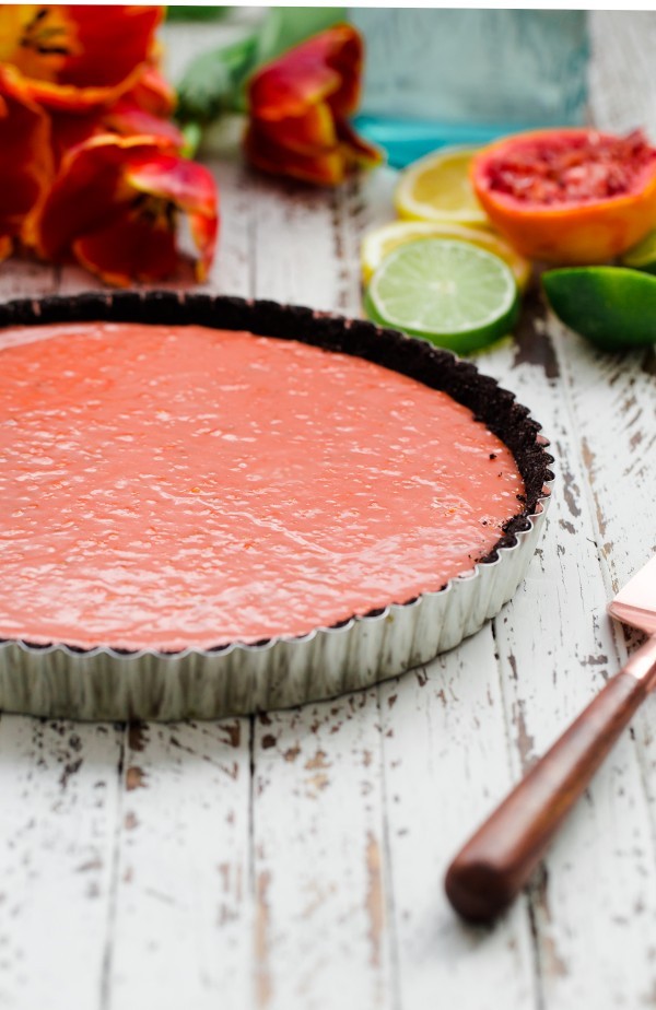 sweetoothgirl:    Triple Citrus Tart with Chocolate Crust and Berries  