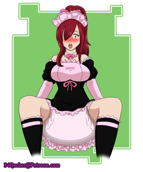 34qucker:Here’s a fun Patreon piece, featuring Erza from Fairy Tail, caught wearing a very thi