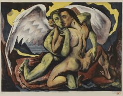 blastedheath: Benton Murdoch Spruance (American, 1904-1967), Vanity II: Jacob and the Angel, 1950. Four-color lithograph on white wove paper. Pennsylvania Academy of the Fine Arts, Philadelphia. 