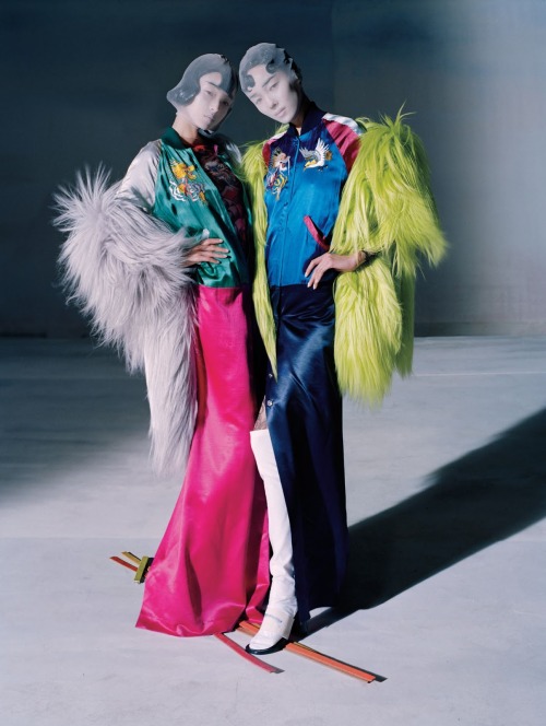 bodyfluids: Xiao Wen Ju & Fei Fei Sun for Vogue China December 2014, photographed by Tim Walker