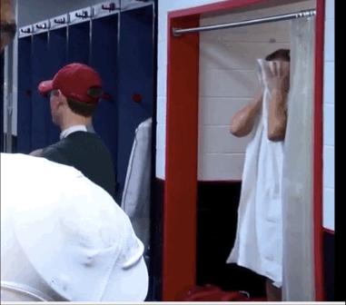 notdbd:Alabama Crimson Tide football locker room, after winning the 2016 SEC championship. The camer