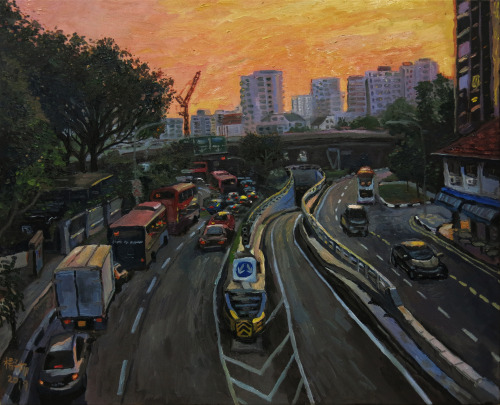 The Sky Was Still Bright When I Left The Office, 2019, Oil on canvas, 76 x 60.5cm 