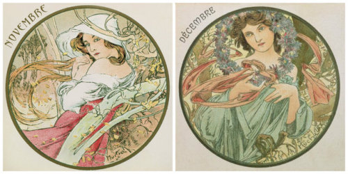 english-idylls: The Months of the Year series by Alphonse Mucha (1899).