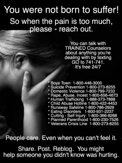 j4ckme:Not my usual post - far from it. But it hits home. Anyone suffering silently deserves the chance to be pain-free before the pain wins. People care!