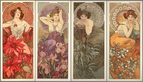 pointetothesky:  Alphonse Mucha “Alfons Maria Mucha (Ivančice, 24 July 1860 – Prague, 14 July 1939), often known in English and French as Alphonse Mucha, was a Czech Art Nouveau painter and decorative artist, known best for his distinct style.