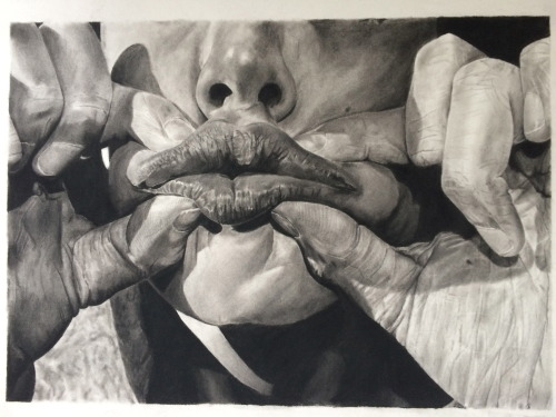 One of my newest charcoals I finished the end of last year. The detail in the lips and the creases i