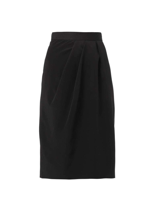 Draped-front silk skirt