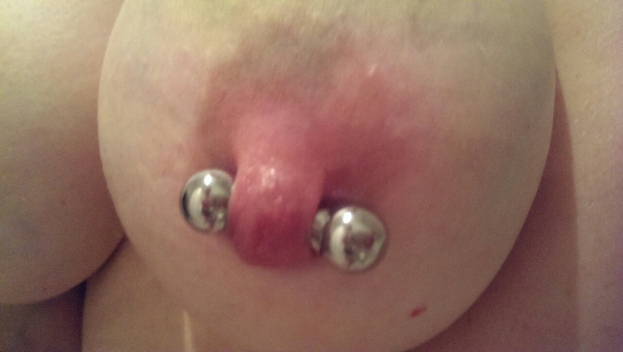 northsub:  Got my nipple piercings stretched a bit today :-) now they’re 8mm or