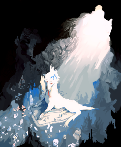 bapouro:white dragon for the zine im making. the theme is dragons hoarding items of their colour 