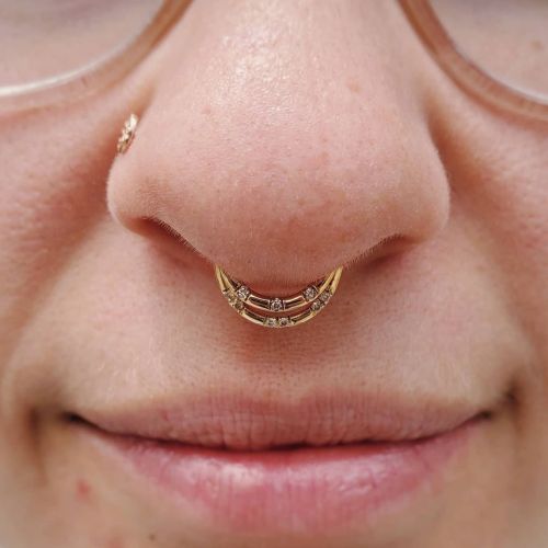 Fresh septum with the adorable Criminally Humble stacked ring from @pupil.hall #brookebittenspierci