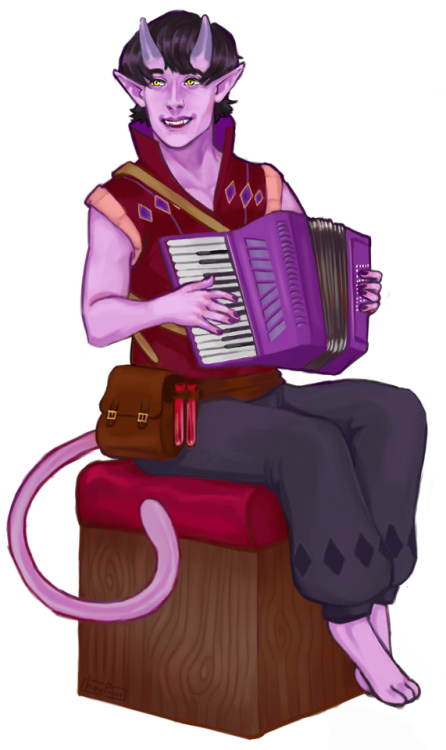 commission for @ashersasser of their tiefling bard! thanks again for commissioning me!!commission in