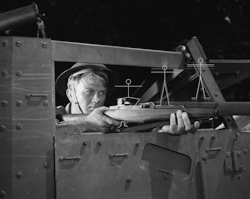 billdomonkos: GIF: Bill Domonkos, 2018 Photo: Halftrack infantryman with Garand rifle, Ft. Knox, Ky. 1942. -Library of Congress. Jumper.gif by P. Fraundorf. 