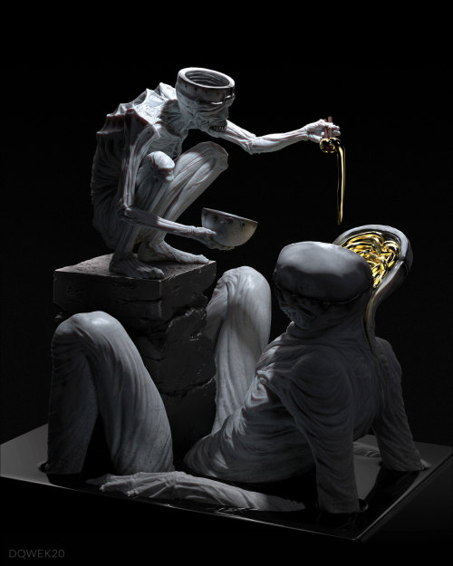 The dark fantasy and sci-fi themed sculptures and creature designs of Dom Qwek - https://www.this-is