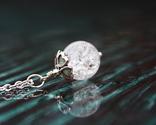 wickedclothes:  Glow In The Dark Crystal Ball Necklace Accented with miniature, glow in the dark heart beads, this crystal pendant glows bright blue in the dark. This necklace glows in the dark for up to nine hours. Hung on an ‘O’ chain available