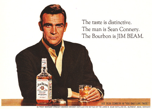 design-is-fine:  Jim Beam & Sean Connery, advertisement, 1967.