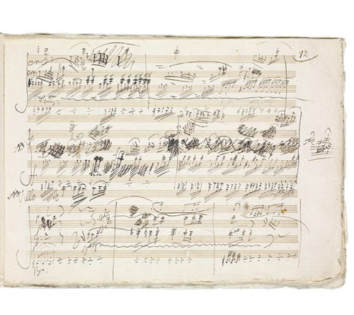 Ludwig van Beethoven, autograph Piano Trio in D Major, 1808. Vienna. Via Morgan Library