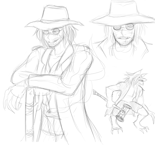 super messy/bad sketches of a varcolac/werewolf Heisenberg cause I thought the scruffy looking magne