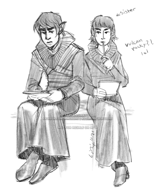 Them awkward Vulcan teen yearsThis was a sketch from November but it&rsquo;s cute. Saivar and hi