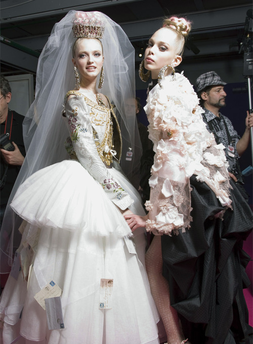 judith-orshalimian:  Vlada Roslyakova and Tanya Dziahileva at backstage Christian Lacroix haute couture Spring/summer 2009 :) 