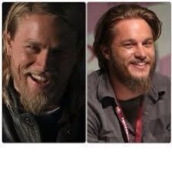 guiltypleasuresreviews:  Double dose of #mancandy #charliehunnam #travisfimmel #soafx #vikings #needtodoamovietogether #tobethefillinginthatsammich  Oh yes, double the pleasure! -fms