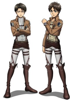 Levi & Eren wearing their respective